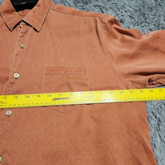 Tommy Bahama Shirt‎ Mens Sz XL Orange Rust Silk Wool Blend Button Up Down XLarge - Picture 9 of 12